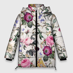 Куртка зимняя женская Цветы Сказочные Розы и Герберы, цвет: 3D-красный