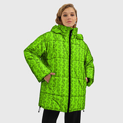 Куртка зимняя женская Зеленые узоры в виде листочков, цвет: 3D-светло-серый — фото 2