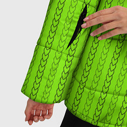 Куртка зимняя женская Зеленые узоры из линий, цвет: 3D-красный — фото 2