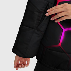 Куртка зимняя женская Объёмные соты - неоновые проблески, цвет: 3D-черный — фото 2