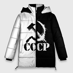 Женская зимняя куртка СОВЕТСКИЙ СОЮЗ - СЕРП И МОЛОТ - Черно-белое