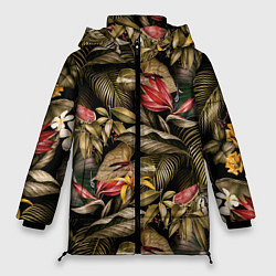 Куртка зимняя женская Райский сад цветы и фрукты, цвет: 3D-красный