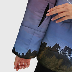 Куртка зимняя женская Грозовые разряды молний над лесом, цвет: 3D-красный — фото 2