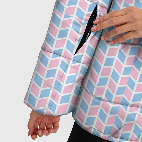 Женская зимняя куртка Голубые и розовые кирпичики / 3D-Светло-серый – фото 5