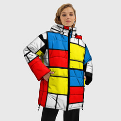 Куртка зимняя женская Texture of squares rectangles, цвет: 3D-светло-серый — фото 2