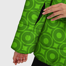 Куртка зимняя женская Зеленые круги и ромбы, цвет: 3D-светло-серый — фото 2