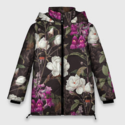 Женская зимняя куртка Цветы Ночные Розы