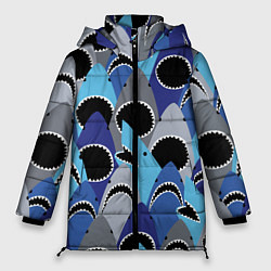 Куртка зимняя женская Пасть акулы - паттерн, цвет: 3D-красный