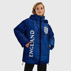 Куртка зимняя женская Сборная Англии Синяя Абстракция, цвет: 3D-красный — фото 2