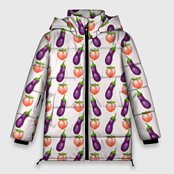 Женская зимняя куртка Баклажаны и персики паттерн