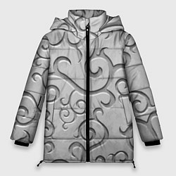 Куртка зимняя женская Ажурный орнамент на поверхности металла, цвет: 3D-черный