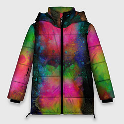 Женская зимняя куртка Разноцветные брызги кляксы