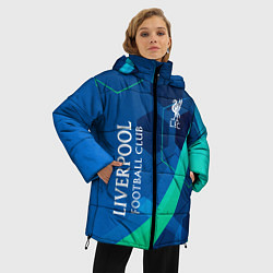 Куртка зимняя женская Ливерпуль Синяя абстракция, цвет: 3D-светло-серый — фото 2