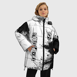 Куртка зимняя женская Sex Pistols и рок символ на светлом фоне, цвет: 3D-черный — фото 2