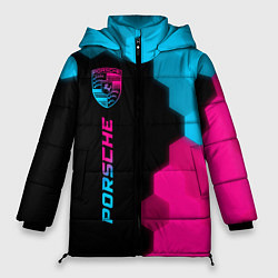 Куртка зимняя женская Porsche - neon gradient: по-вертикали, цвет: 3D-черный