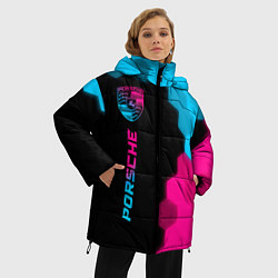 Куртка зимняя женская Porsche - neon gradient: по-вертикали, цвет: 3D-черный — фото 2