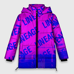Куртка зимняя женская Lineage glitch text effect: паттерн, цвет: 3D-черный