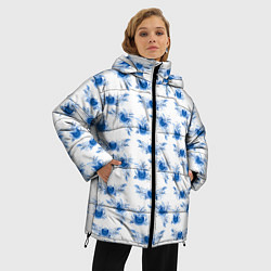 Куртка зимняя женская Blue floral pattern, цвет: 3D-светло-серый — фото 2