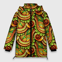 Куртка зимняя женская Летние объемные узоры, цвет: 3D-черный