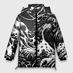 Женская зимняя куртка Черно-белые волны