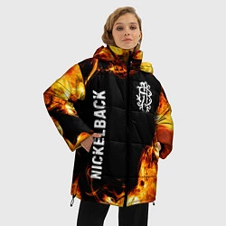 Куртка зимняя женская Nickelback и пылающий огонь, цвет: 3D-черный — фото 2