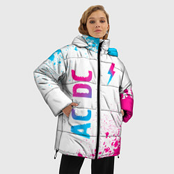 Куртка зимняя женская AC DC neon gradient style: символ и надпись вертик, цвет: 3D-черный — фото 2