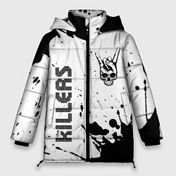 Куртка зимняя женская The Killers и рок символ на светлом фоне, цвет: 3D-черный