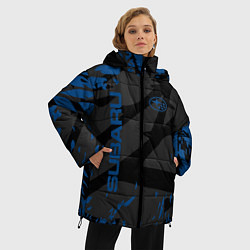 Куртка зимняя женская Subaru - следы шин, цвет: 3D-светло-серый — фото 2