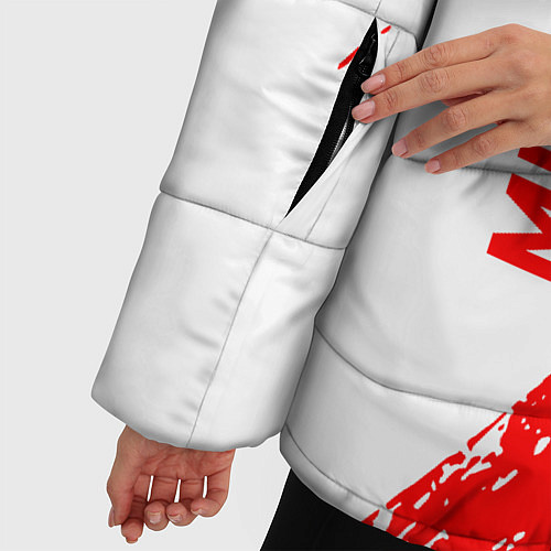 Женская зимняя куртка Mitsubishi - красная текстура / 3D-Светло-серый – фото 5