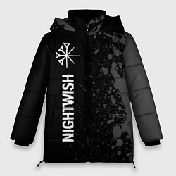Женская зимняя куртка Nightwish glitch на темном фоне: по-вертикали