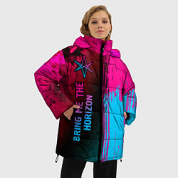 Куртка зимняя женская Bring Me the Horizon - neon gradient: по-вертикали, цвет: 3D-черный — фото 2