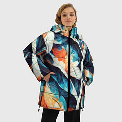 Куртка зимняя женская Красочная листья - абстракция, цвет: 3D-красный — фото 2