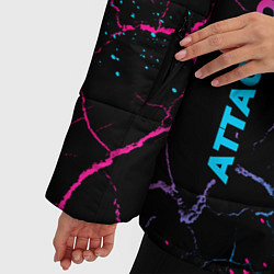 Куртка зимняя женская Attack on Titan - neon gradient: символ и надпись, цвет: 3D-черный — фото 2