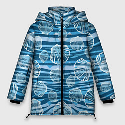 Женская зимняя куртка Паттерн из створок ракушки - океан