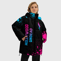 Куртка зимняя женская Hollywood Undead - neon gradient: символ и надпись, цвет: 3D-черный — фото 2