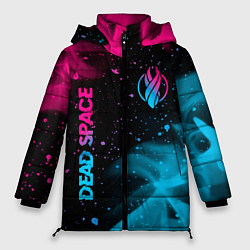 Женская зимняя куртка Dead Space - neon gradient: символ и надпись верти