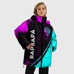 Куртка зимняя женская Варвара и неоновый герб России: символ и надпись в, цвет: 3D-черный — фото 2