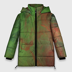 Женская зимняя куртка Зелёные и красные волны красок