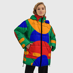 Куртка зимняя женская Абстракция - геометрические фигуры, цвет: 3D-красный — фото 2