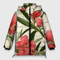 Куртка зимняя женская Олеандр Элегантные цветы, цвет: 3D-черный