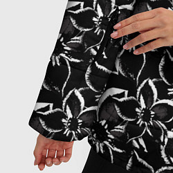 Куртка зимняя женская Черно-белый цветочный узор, цвет: 3D-черный — фото 2