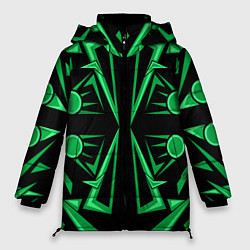 Куртка зимняя женская Геометрический узор зеленый geometric, цвет: 3D-черный