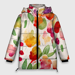 Женская зимняя куртка Романтичные акварельные цветы