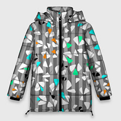 Куртка зимняя женская Abstract pattern on striped gray background, цвет: 3D-красный