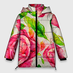 Женская зимняя куртка Яркие выразительные розы