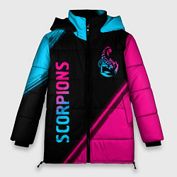 Куртка зимняя женская Scorpions - neon gradient: надпись, символ, цвет: 3D-черный