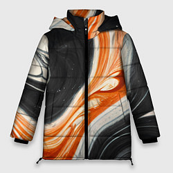 Женская зимняя куртка Оранжевые разводы краски