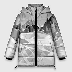 Куртка зимняя женская Полигональные стилизованные горы - вершина, цвет: 3D-черный