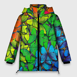 Куртка зимняя женская Бабочки и радуга, цвет: 3D-черный