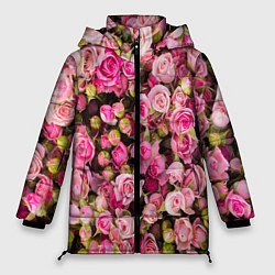 Женская зимняя куртка Фон из розовых роз